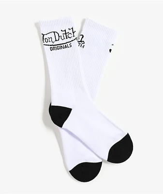 Von Dutch Logo White Crew Socks