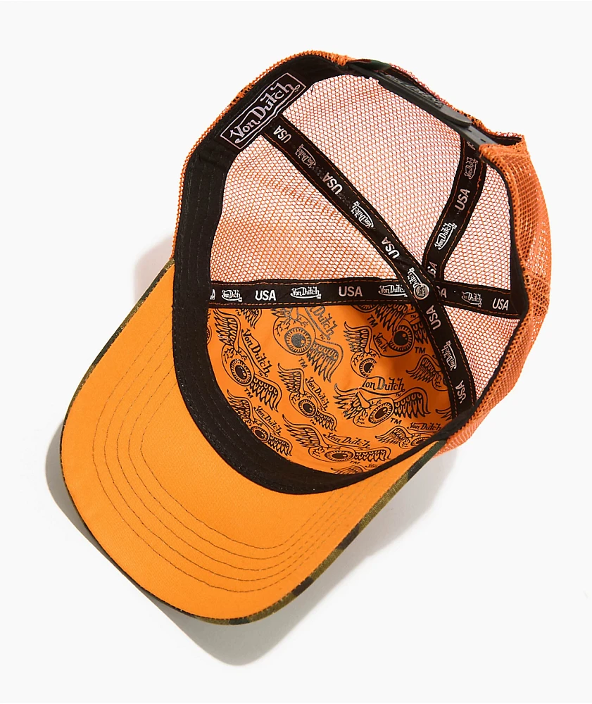 Von Dutch Multi Camo & Orange Trucker Hat