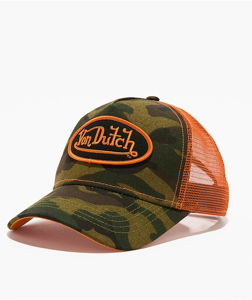 Von Dutch Multi Camo & Orange Trucker Hat