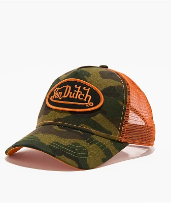 Von Dutch Multi Camo & Orange Trucker Hat