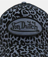 Von Dutch Navy Cheetah Flocked Trucker Hat