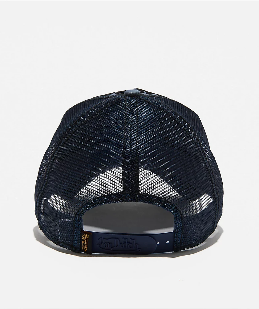 Von Dutch Navy Cheetah Flocked Trucker Hat