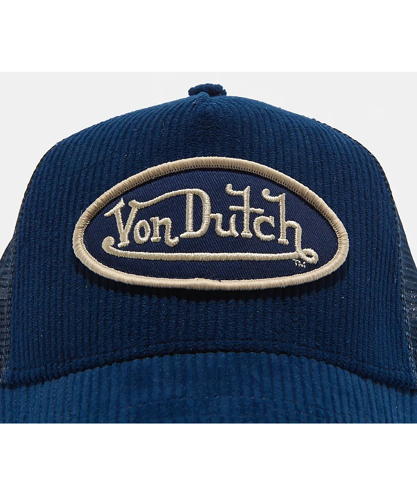 Von Dutch Navy Corduroy Trucker Hat