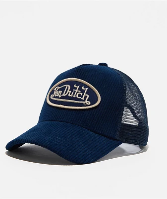 Von Dutch Navy Corduroy Trucker Hat