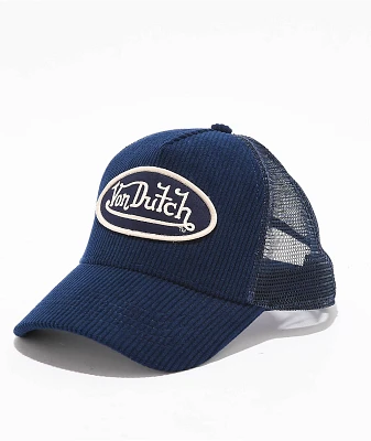 Von Dutch Navy Corduroy Trucker Hat