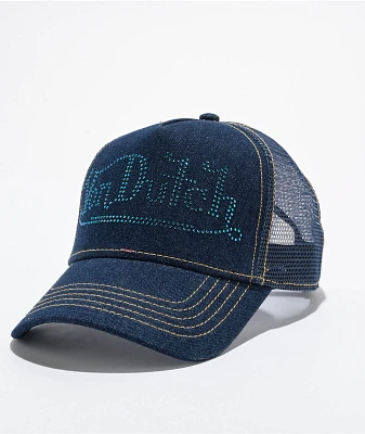 Von Dutch Navy Stone Denim Trucker Hat