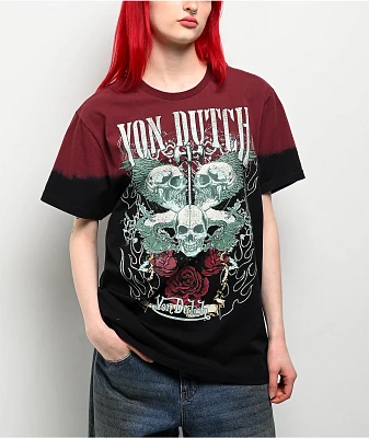 Von Dutch Skull Black & Red Tie Dye T-Shirt