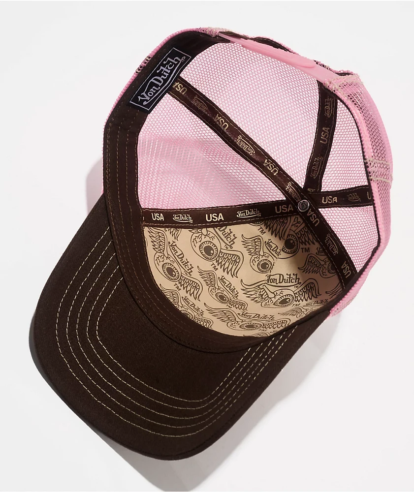 Von Dutch Staple Brown & Pink Trucker Hat