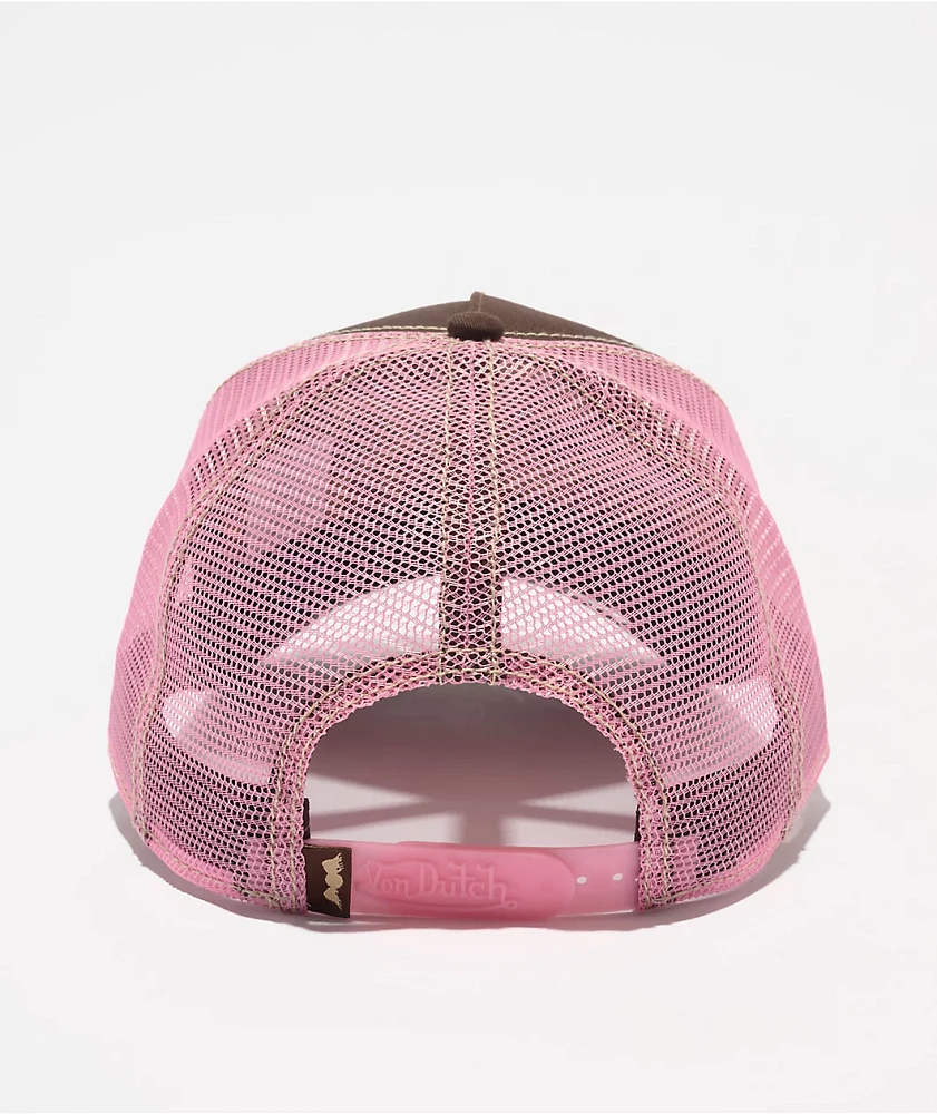 Von Dutch Staple Brown & Pink Trucker Hat