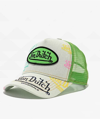 Von Dutch Tagged Denim & Green Trucker Hat