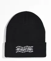 WHADAFUNK Wavy Barbed Wire Black Beanie