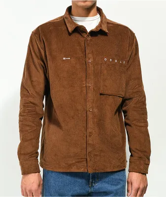 WORBLE Brown Corduroy Long Sleeve Shirt