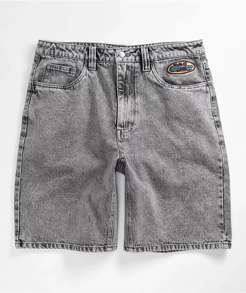 WORBLE Gator Grey Denim Skate Shorts