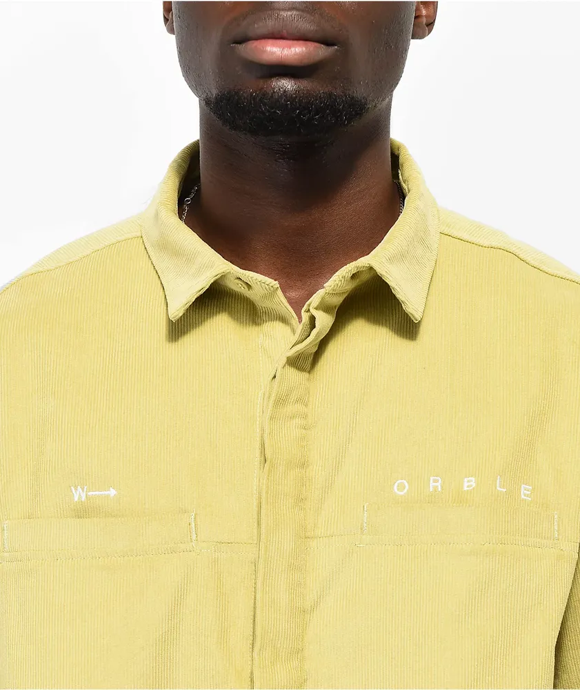 WORBLE Green Corduroy Short Sleeve Button Up Shirt
