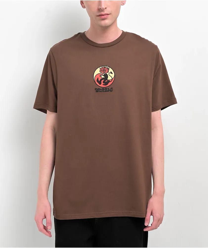 WORBLE Peace and Love Brown T-Shirt