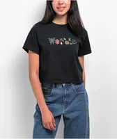 WORBLE Small World Black Crop T-Shirt