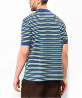 WORBLE Strikeout Blue, Red & Green Stripe Polo Shirt