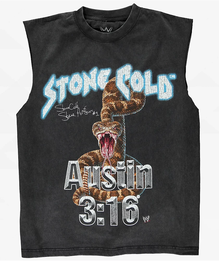 WWE Bottom Line Black Wash Tank Top