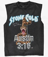 WWE Bottom Line Black Wash Tank Top