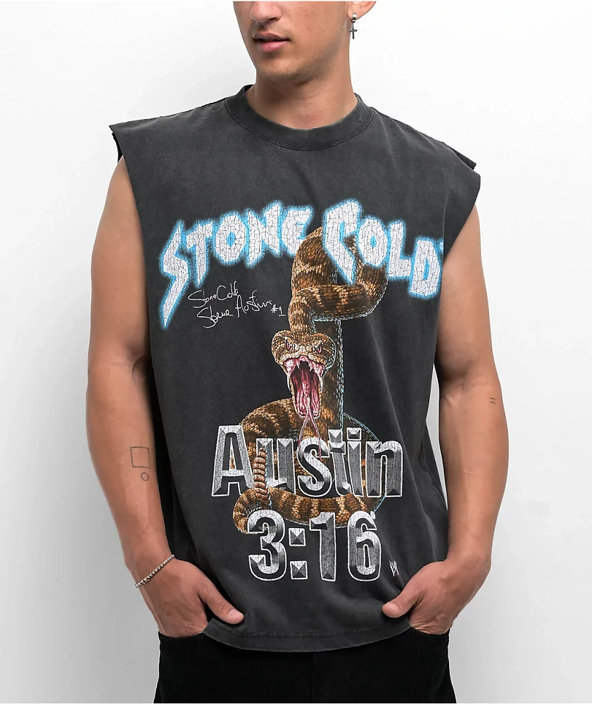WWE Bottom Line Black Wash Tank Top