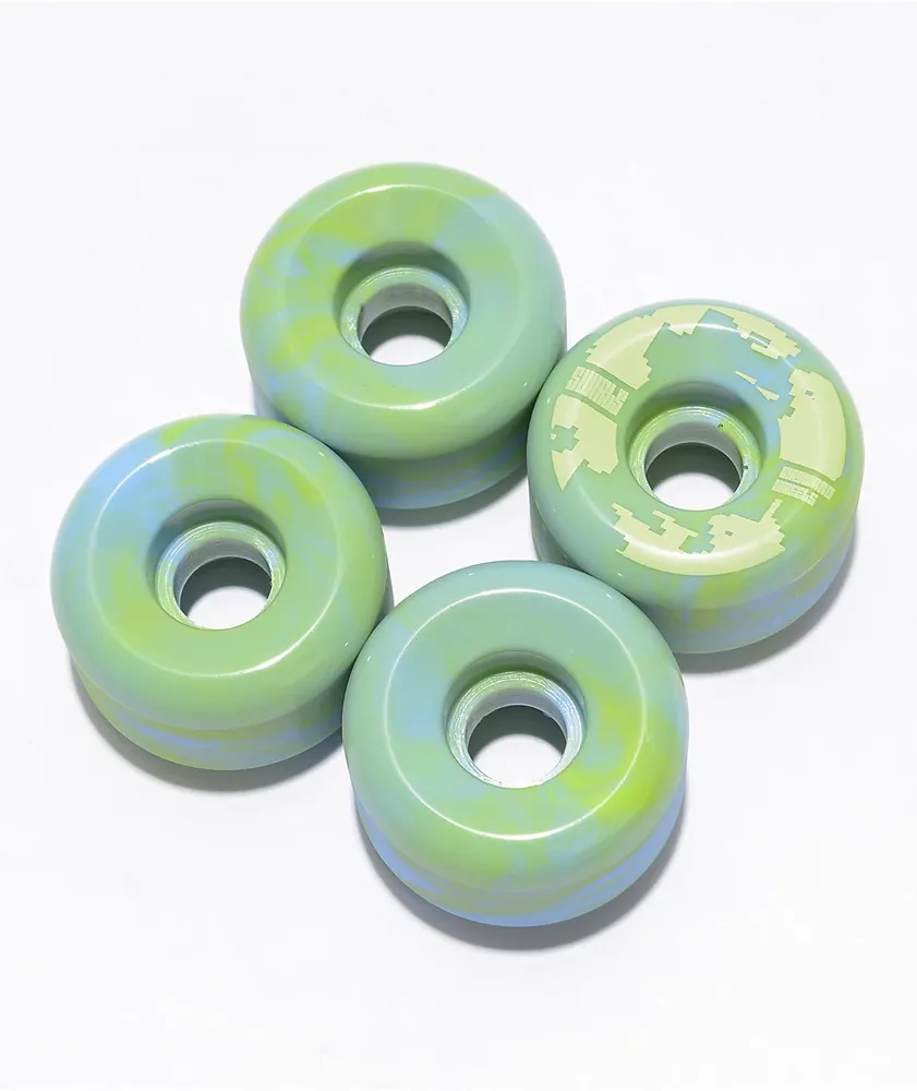Wayward 53mm 101a Green & Blue Swirl Skateboard Wheels