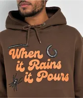 Weather Report Raining Dark Brown Hoodie