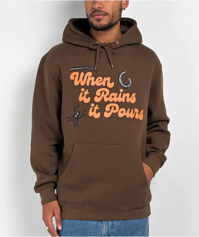 Weather Report Raining Dark Brown Hoodie