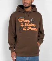 Weather Report Raining Dark Brown Hoodie