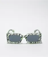 Wednesday Green Zebra Stripe Sunglasses