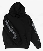 Welcome Barb Sleeve Embroidered Black Hoodie