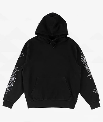 Welcome Barb Sleeve Embroidered Black Hoodie