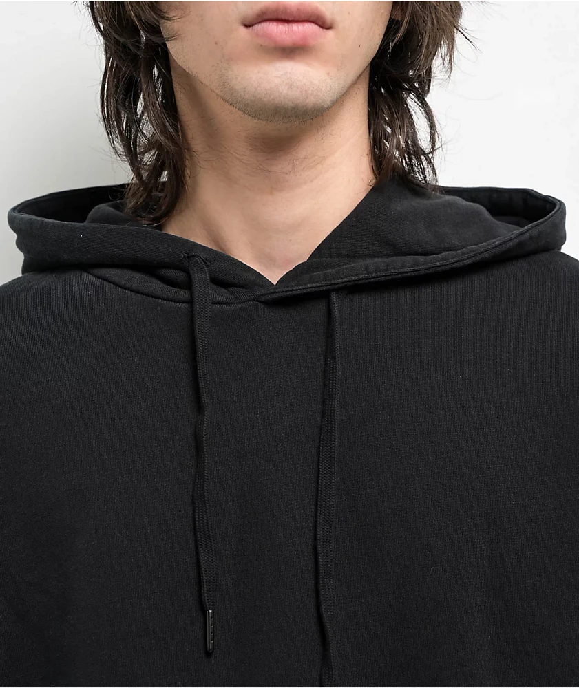 Welcome Barb Sleeve Pigment Dye Black Hoodie