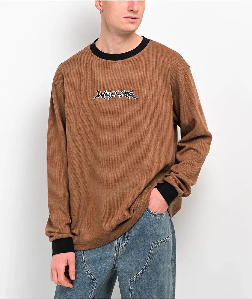 Shaka Wear Brown Heavyweight Long Sleeve Thermal T-Shirt