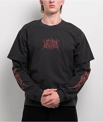 Welcome Castle Layered Knit Black 2fer Long Sleeve T-Shirt