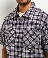 Welcome Cell Plaid Lavender Grey Short Sleeve Work Shirt
