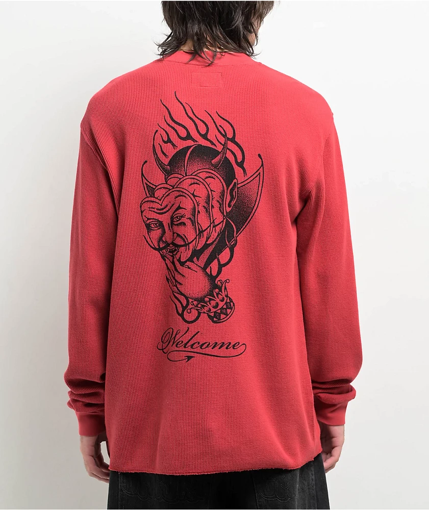 Welcome Diablo Red Thermal Long Sleeve T-Shirt