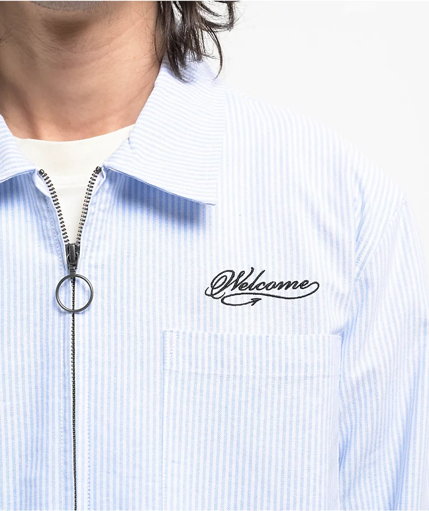 Welcome Dimension White & Blue Long Sleeve Zip Shirt