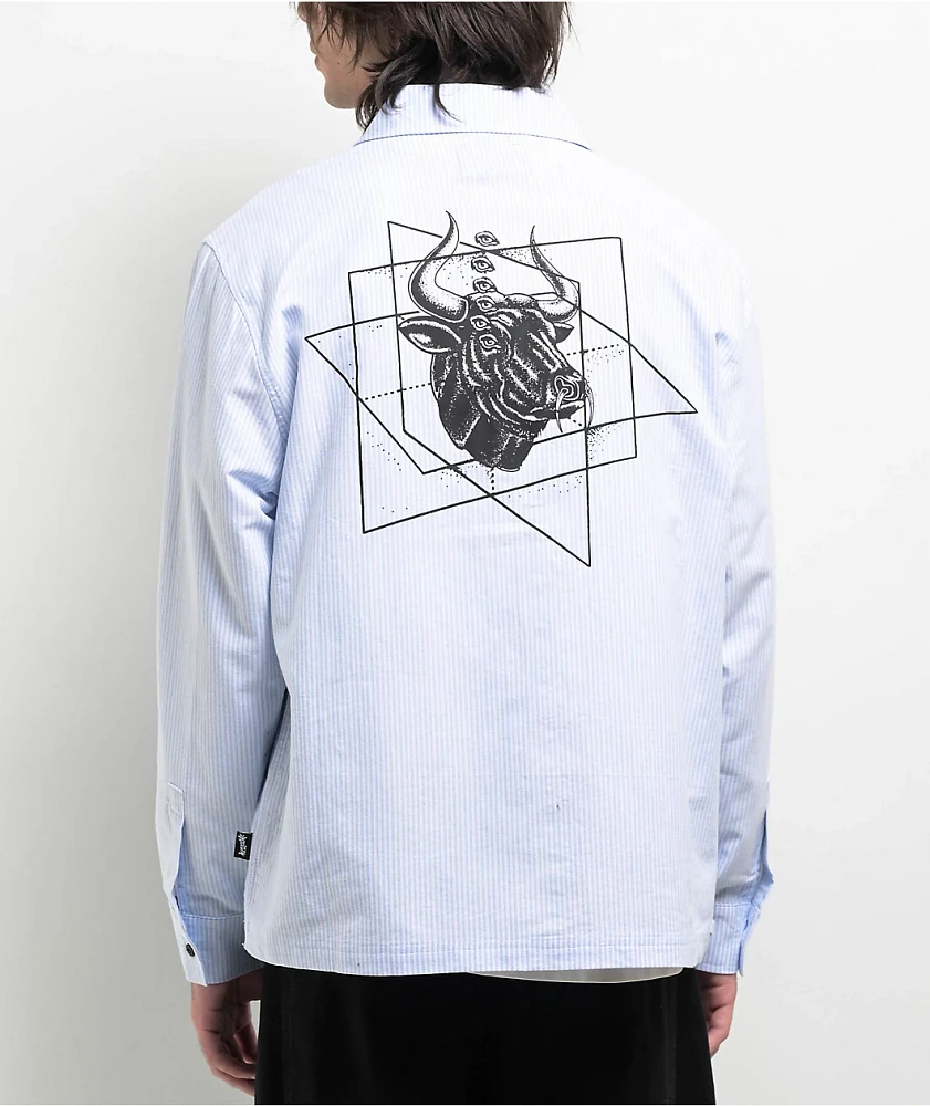 Welcome Dimension White & Blue Long Sleeve Zip Shirt