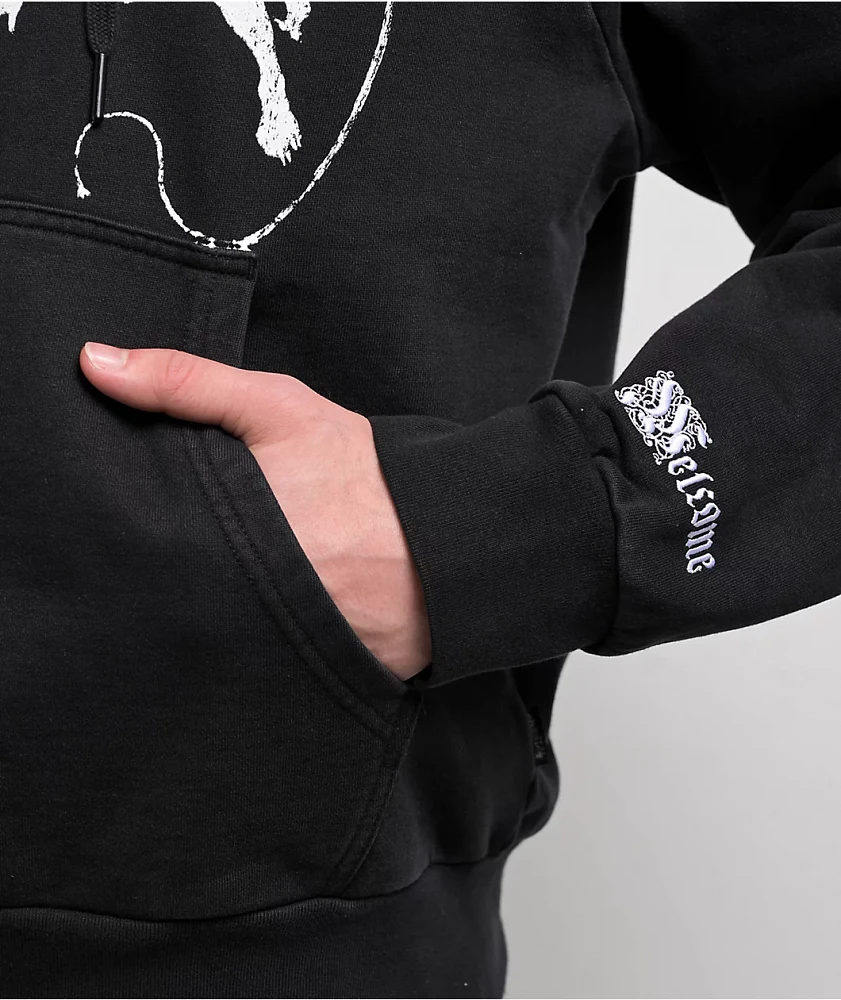 Welcome Duality Black Wash Crop Zip Hoodie