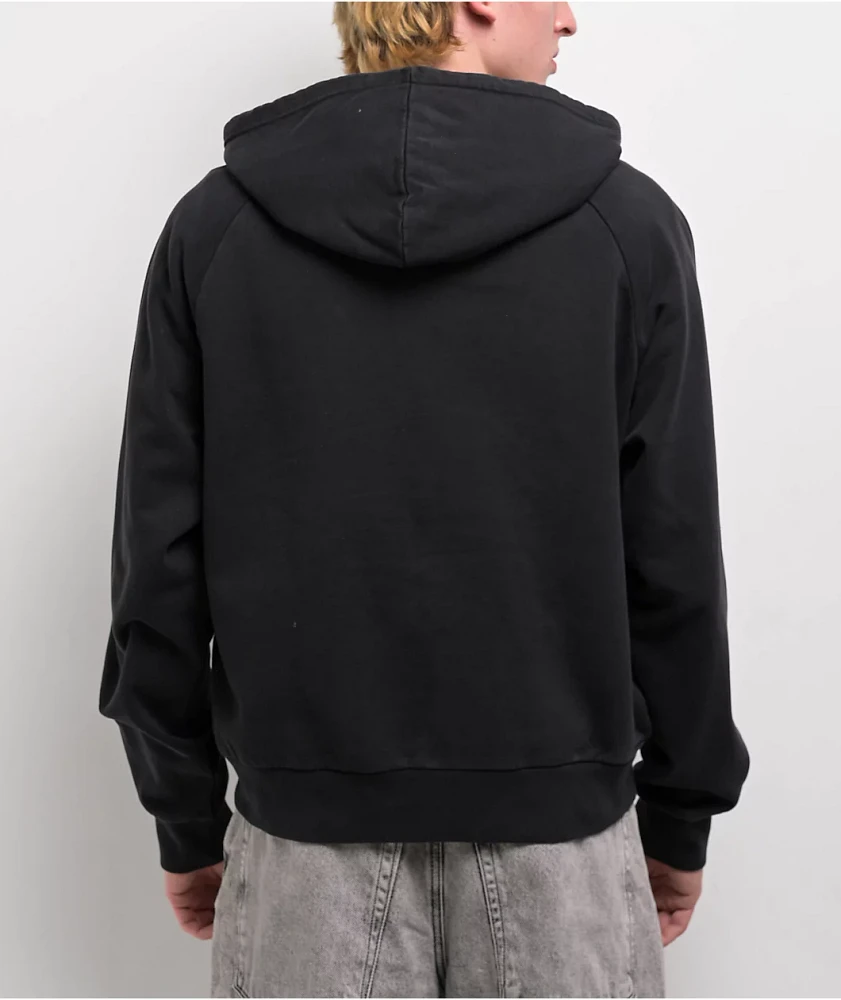 Welcome Duality Black Wash Crop Zip Hoodie
