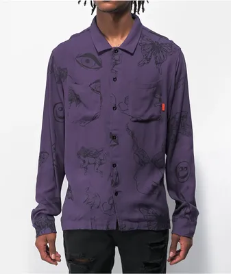 Welcome Emphemera Purple Long Sleeve Shirt