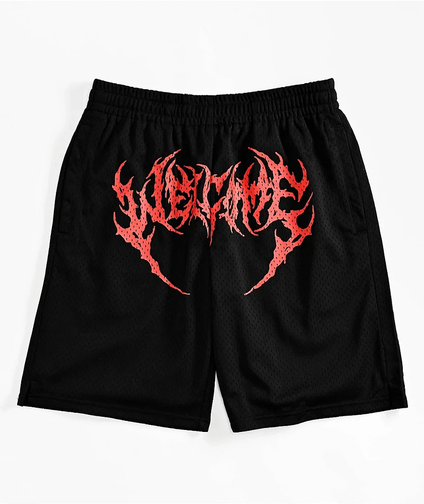 Welcome Fang Black Mesh Shorts