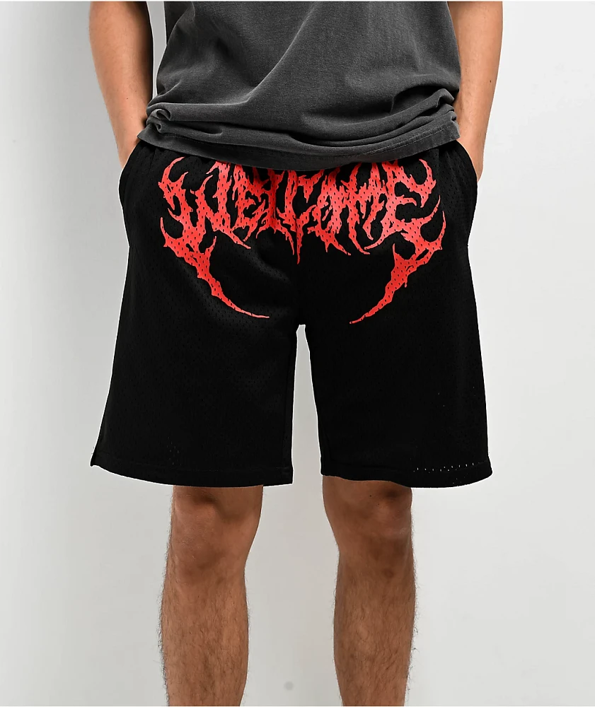 Welcome Fang Black Mesh Shorts