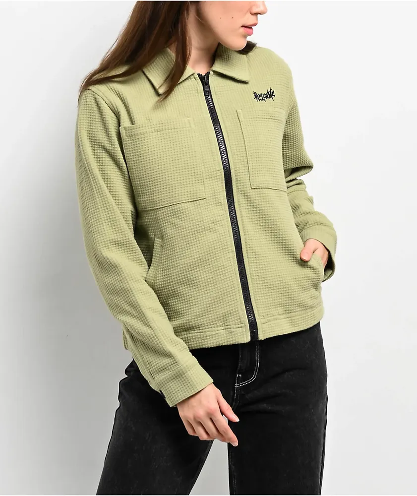 Welcome Fever Green Long Sleeve Zip Thermal Jacket