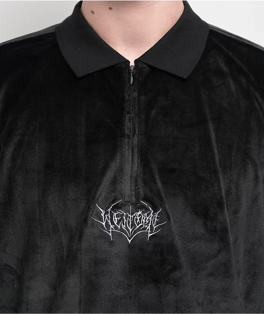 Welcome Grain Black Velour Polo Shirt