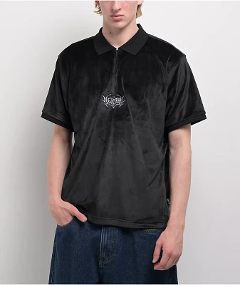 Welcome Grain Black Velour Polo Shirt