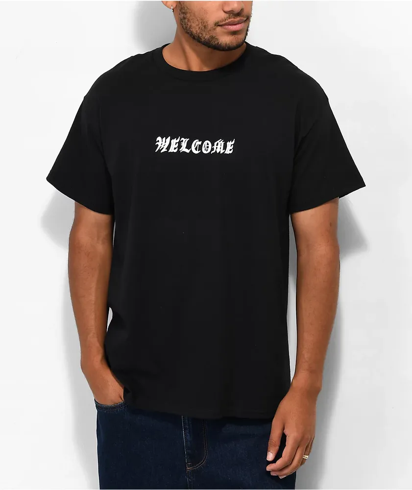 Welcome Mushroom Witch Black T-Shirt