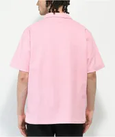 Welcome Recess Pink Corduroy Short Sleeve Button Up Shirt