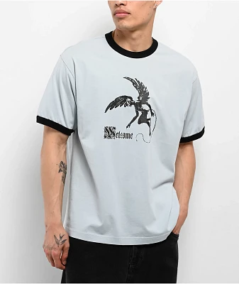 Welcome Scatter Light Blue Ringer T-Shirt