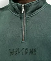 Welcome Scrawl Green Quarter Zip Sweatshirt